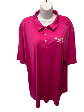 Coca-Cola Spiced Embroidered Logo Promotional Hot Pink Polo Shirt 2X SS Knit